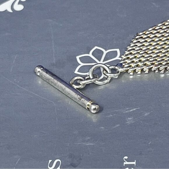 Sterling Silver Mesh Gold / Silver Toggle Closure Bracelet - Picture 8 of 12